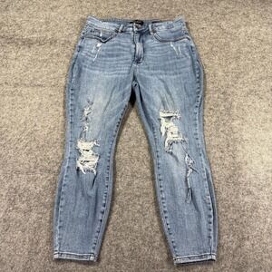 Judy Blue Jeans Womens 18W Blue Distressed Control Top Skinny Denim JBB426